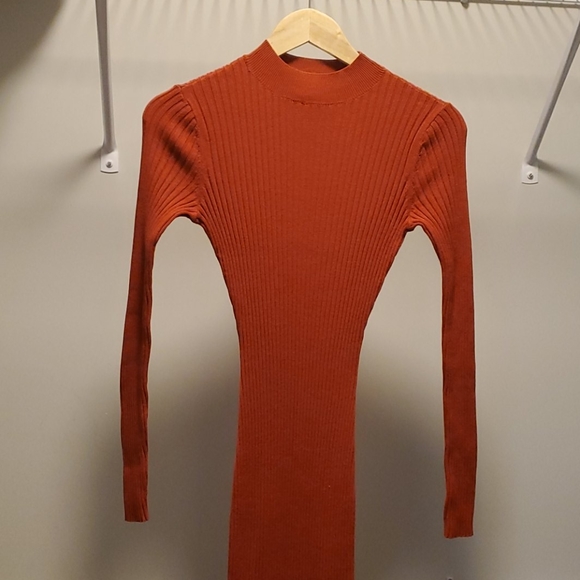 Monki rusty orange ribbed sweater dress - Picture 2 of 4
